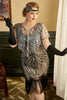 Load image into Gallery viewer, Black and Apricot Sequins 1920s Plus Size Dress with 20s Accessories Set