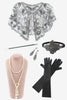 Load image into Gallery viewer, Black and Apricot Sequins 1920s Plus Size Dress with 20s Accessories Set