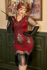 Load image into Gallery viewer, Golden and Red 1920s Plus Size Dress with 20s Accessories Set