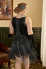 Load image into Gallery viewer, Black Fringes 1920s Plus Size Gatsby Dress with 20s Accessories Set