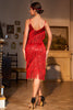 Load image into Gallery viewer, Sparkly Red Sequined 1920s Flapper Dress with 20s Accessories