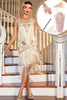 Load image into Gallery viewer, Champagne Fringed 1920s Gatsby Dress with Accessories Set