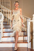 Load image into Gallery viewer, Champagne Fringed 1920s Gatsby Dress with Accessories Set