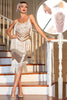 Load image into Gallery viewer, Champagne Sequined Fringed 1920s Gatsby Dress with Accessories Set