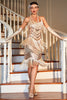 Load image into Gallery viewer, Champagne Sequined Fringed 1920s Gatsby Dress with Accessories Set