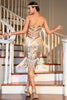 Load image into Gallery viewer, Champagne Sequined Fringed 1920s Gatsby Dress with Accessories Set