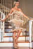 Load image into Gallery viewer, Champagne Sequined Fringed 1920s Gatsby Dress with Accessories Set