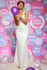 Load image into Gallery viewer, White Mermaid V-Neck Prom Dress With Beading