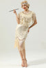 Load image into Gallery viewer, Champagne Sequin Fringe Flapper Dress