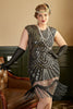 Load image into Gallery viewer, Golden Sequins 1920s Plus Size Dress with Fringes