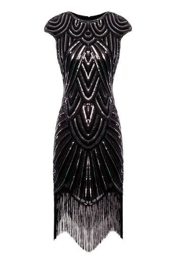 Champagne Sequin Fringe Flapper Dress