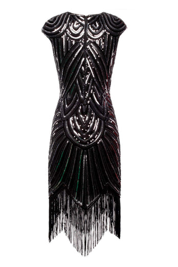 Champagne Sequin Fringe Flapper Dress