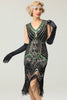 Load image into Gallery viewer, Black and Silver Sequin 1920s Dress