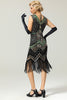 Load image into Gallery viewer, Black and Silver Sequin 1920s Dress