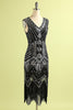 Load image into Gallery viewer, Black and Silver Sequin 1920s Dress