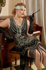 Load image into Gallery viewer, Sparkly Black 1920s Plus Size Beaded Sequins Flapper Dress