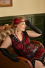 Load image into Gallery viewer, Sparkly Red Sequin Plus Size 1920s Flapper Dress with Fringes