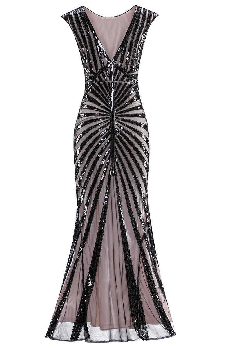 Load image into Gallery viewer, Black and Pink Mermaid 1920s Sequined Flapper Dress