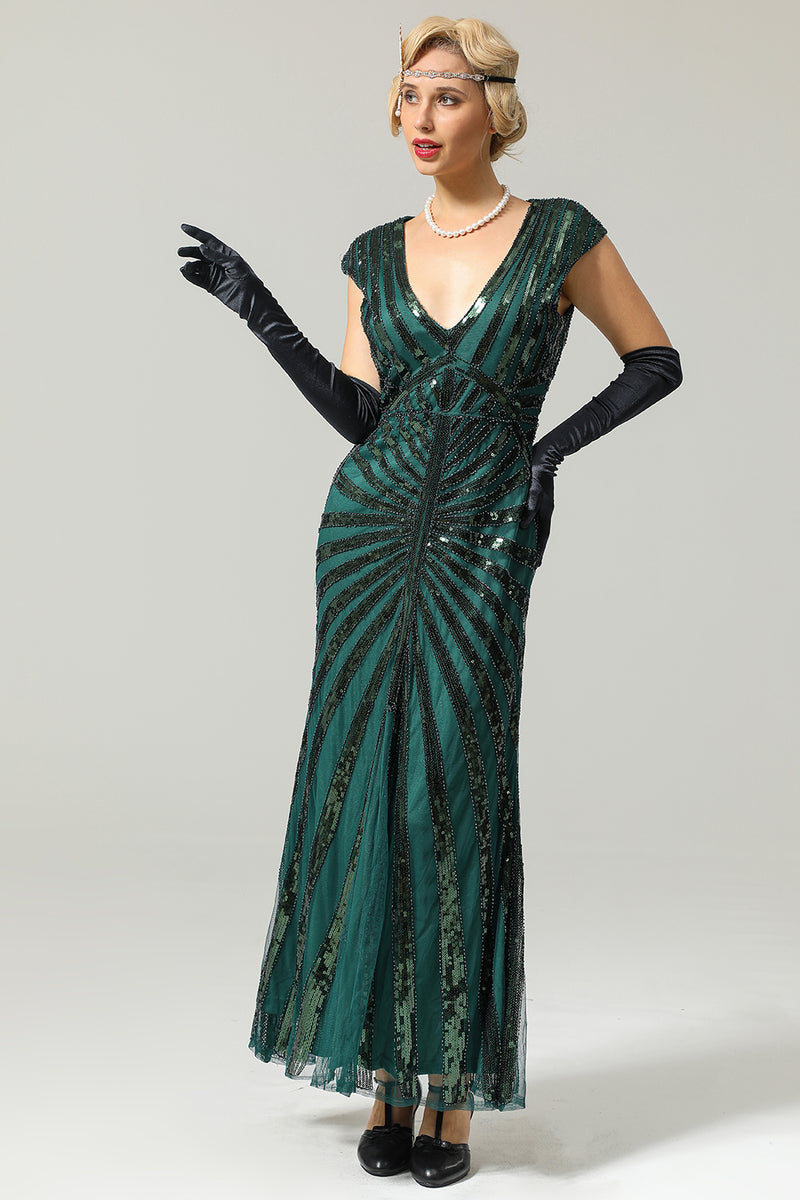 Load image into Gallery viewer, Black and Pink Mermaid 1920s Sequined Flapper Dress