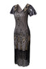 Load image into Gallery viewer, Black Sequin Midi Fringe Sequin Dress