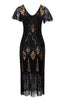 Load image into Gallery viewer, Black Sequin Midi Fringe Sequin Dress