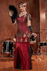 Load image into Gallery viewer, Burgundy Long 1920s Sequins Flapper Formal Dress