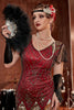 Load image into Gallery viewer, Burgundy Long 1920s Sequins Flapper Formal Dress