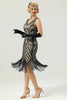 Load image into Gallery viewer, Black and Gold V Neck Sequin 1920s Flapper Dress