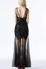 Load image into Gallery viewer, Silver Long Tulle Sequin Formal Dress