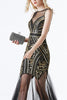 Load image into Gallery viewer, Black Long Tulle Sequin 1920s Dress