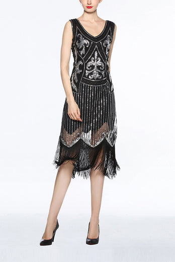 Gold 1920s Fringe Sequin Flapper Dress