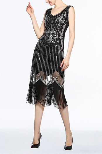 Gold 1920s Fringe Sequin Flapper Dress