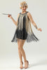 Load image into Gallery viewer, Black Sequin Sleeveless Cocktail Party Dress with Tassel