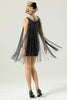 Load image into Gallery viewer, Black Sequin Sleeveless Cocktail Party Dress with Tassel