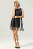 Load image into Gallery viewer, Round Neck Black Fringed Cocktail Party Dress