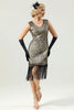 Load image into Gallery viewer, Golden V-neck 1920s Flapper Dress