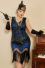 Load image into Gallery viewer, Sequin Royal Blue Plus Size 1920s Flapper Dress