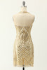 Load image into Gallery viewer, Gold Sequins V Neck Cocktail Party Dress