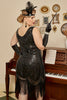 Load image into Gallery viewer, Plus Size 1920s Gatsby Sequin Fringed Apricot Flapper Dress