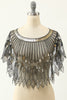 Load image into Gallery viewer, Black and Gold Sequin 1920s Cape