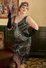 Load image into Gallery viewer, Black Sequins Fringes Plus Size 1920s Flapper Dress