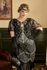 Load image into Gallery viewer, Black Sequins Fringes Plus Size 1920s Flapper Dress