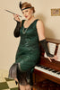 Load image into Gallery viewer, Dark Green Plus Size 1920s Dress With Tassel