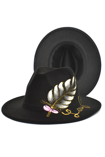 Black Heart Printed 1920s Bowler Hat