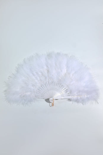 Gatsby Black Feather Folding Fan