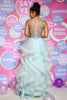 Load image into Gallery viewer, A Line Deep V Neck Light Blue Prom Dress with Appliques