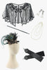 Load image into Gallery viewer, Black&amp;Green Sequins 1920s Dress With 20s Accessories Set