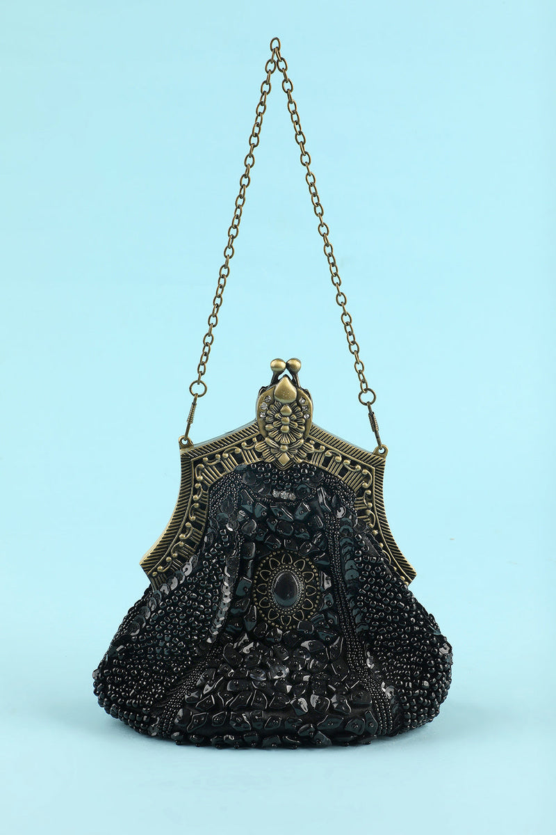 Load image into Gallery viewer, Black Vintage Evening Bag