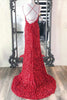 Load image into Gallery viewer, Mermaid Red Sequins Long Prom Dress with Slit