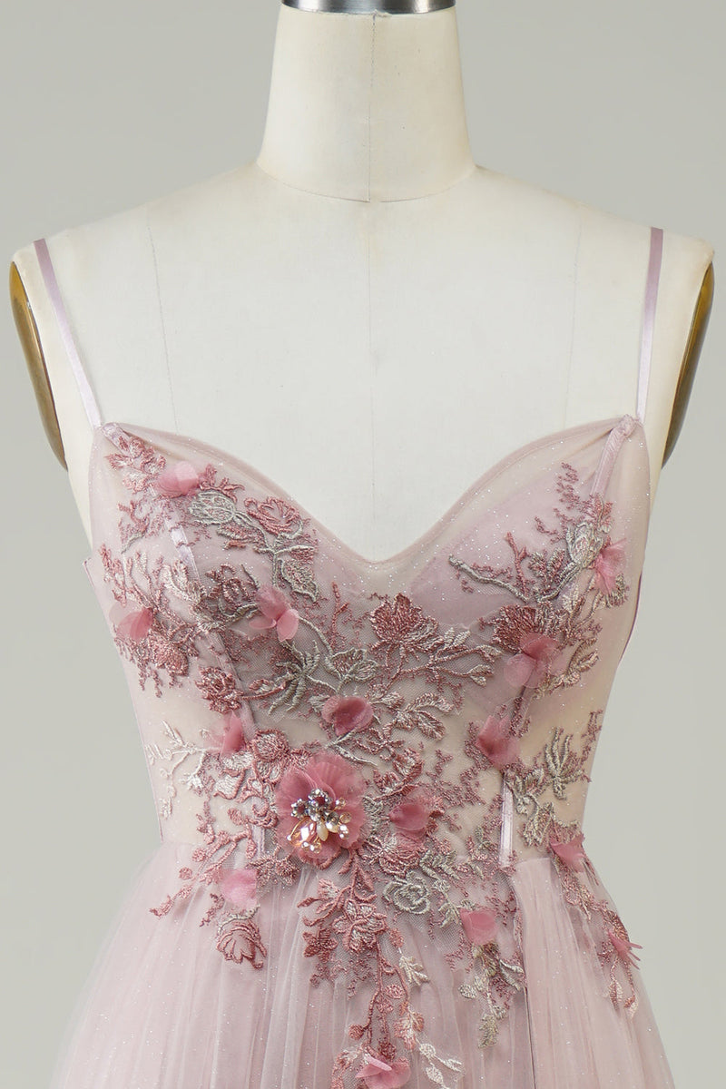 Load image into Gallery viewer, Blush Corset A-Line Long Prom Dress with Flowers